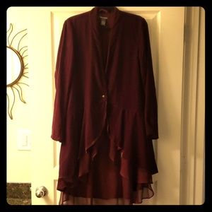 Fancy velvet wine flowy jacket